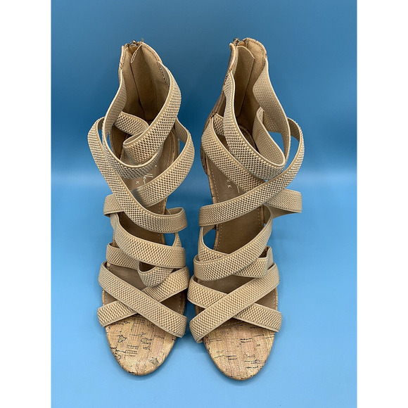 NICOLE MILLER MELIE Nude Strappy High Heels with Zipper Women's Size 8.5 - Picture 7 of 11